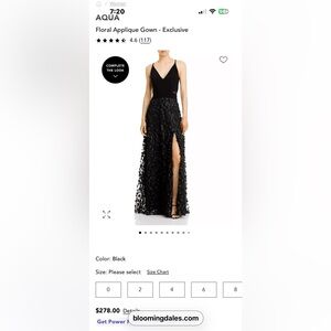AQUA
Floral Applique Gown
Black
Size 10